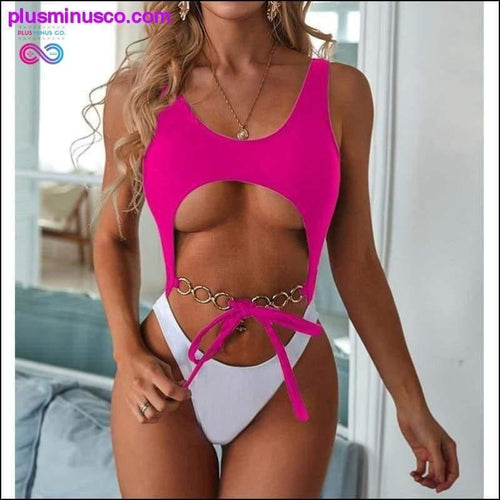Plus Minus Co Sexy One Piece Swimsuit Women Hollow Out Swimwear Push