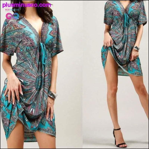 Plus Minus Co Sexy Summer Soft Women V Neck Flower Print Beach Dress