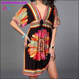 Plus Minus Co Sexy Summer Soft Women V Neck Flower Print Beach Dress, view 3