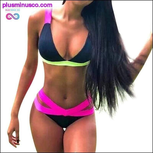 Plus Minus Co Sexy Summer Women's Swimsuit Push Up Solid Separate Swimsuit
