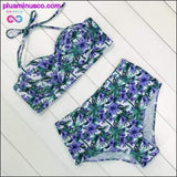 Plus Minus Co Sexy Vintage Floral Print High Waist Swimsuit Push Up Bikini, view 2
