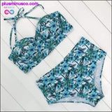 Plus Minus Co Sexy Vintage Floral Print High Waist Swimsuit Push Up Bikini, view 3