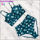 Plus Minus Co Sexy Vintage Floral Print High Waist Swimsuit Push Up Bikini, view 4