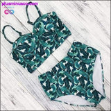 Plus Minus Co Sexy Vintage Floral Print High Waist Swimsuit Push Up Bikini, view 5