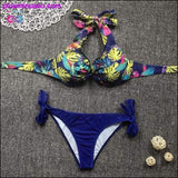 Plus Minus Co Sexy vintage print Bikinis 2020 push up Bikini set Female, view 2