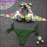 Plus Minus Co Sexy vintage print Bikinis 2020 push up Bikini set Female, view 4