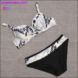 Plus Minus Co Sexy vintage print Bikinis 2020 push up Bikini set Female, view 5