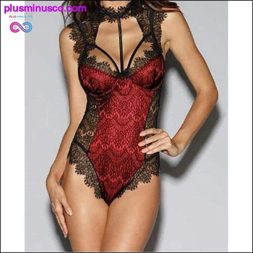 Plus Minus Co Sexy Women Backless Lingerie Bodysuit Teddies Lace Choker