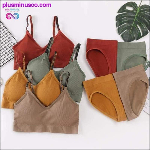 Plus Minus Co Sexy Women Bra Panties Set Push Up Sports Bra Set Letter