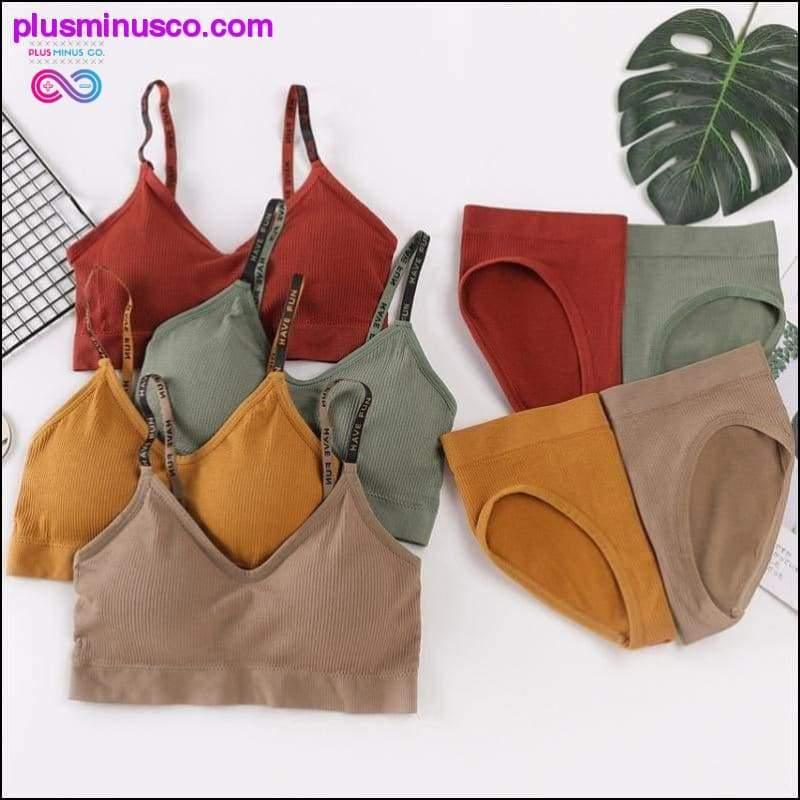 Plus Minus Co Sexy Women Bra Panties Set Push Up Sports Bra Set Letter