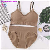 Plus Minus Co Sexy Women Bra Panties Set Push Up Sports Bra Set Letter, view 2
