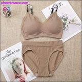 Plus Minus Co Sexy Women Bra Panties Set Push Up Sports Bra Set Letter, view 3
