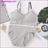 Plus Minus Co Sexy Women Bra Panties Set Push Up Sports Bra Set Letter, view 5
