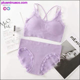 Plus Minus Co Sexy Women Bra Panties Set Push Up Sports Bra Set Letter, view 6