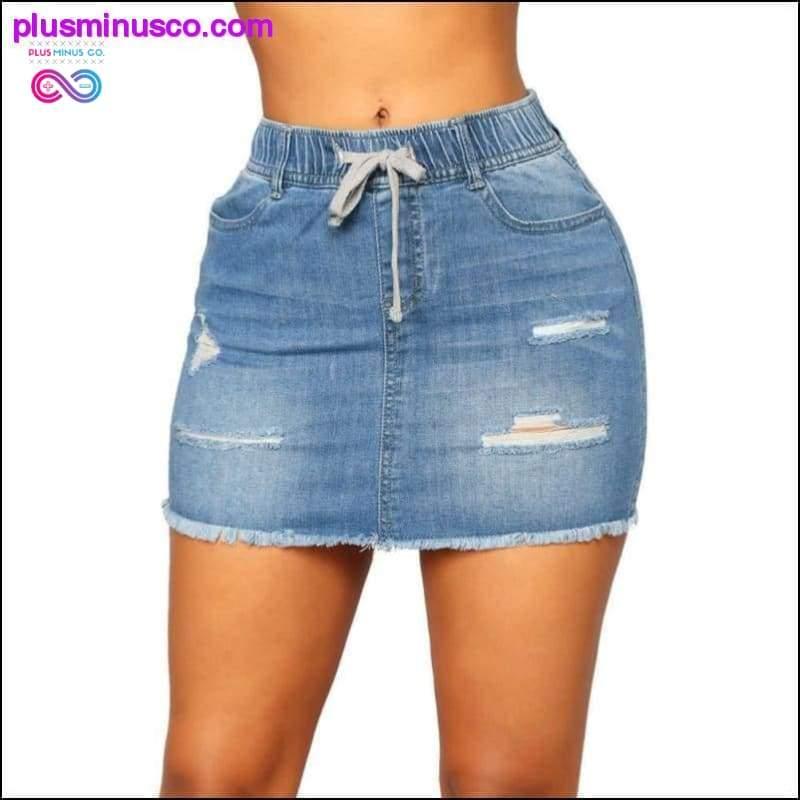 Plus Minus Co Sexy Women Fashion Elastic High Waist denim skirts Pockets