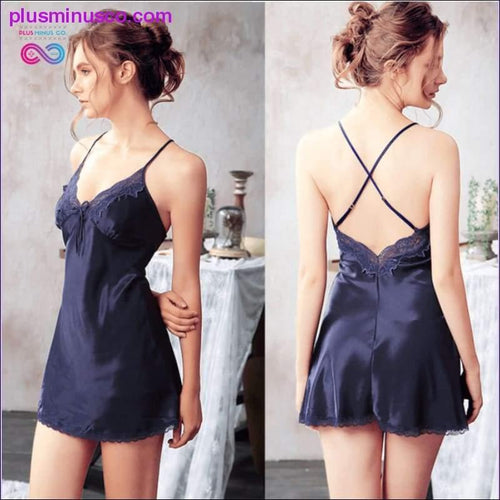 Plus Minus Co Sexy Spaghetti Strap Lace Nightgown Trim Lingerie Women