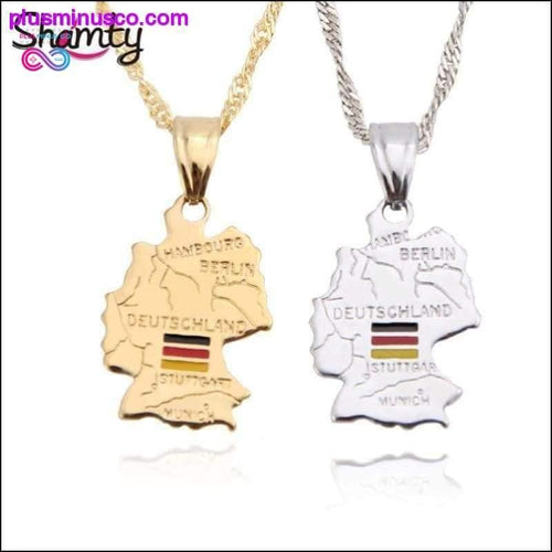 Plus Minus Co Shamty Deutschland Map Flag Necklace Pendants Pure Gold