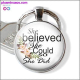 Plus Minus Co She Believed She Could So She Did Car keychain Inspirational, view 2