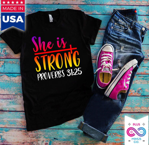 Plus Minus Co She is Strong Shirt, She Is Strong, Proverbs, Christian Shirts, Christian Tee, Jesus Shirt, Scripture Shirt, Girl Power, Strong Women