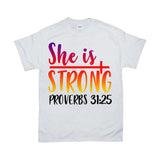Plus Minus Co She is Strong Shirt, She Is Strong, Proverbs, Christian Shirts, Christian Tee, Jesus Shirt, Scripture Shirt, Girl Power, Strong Women, view 2