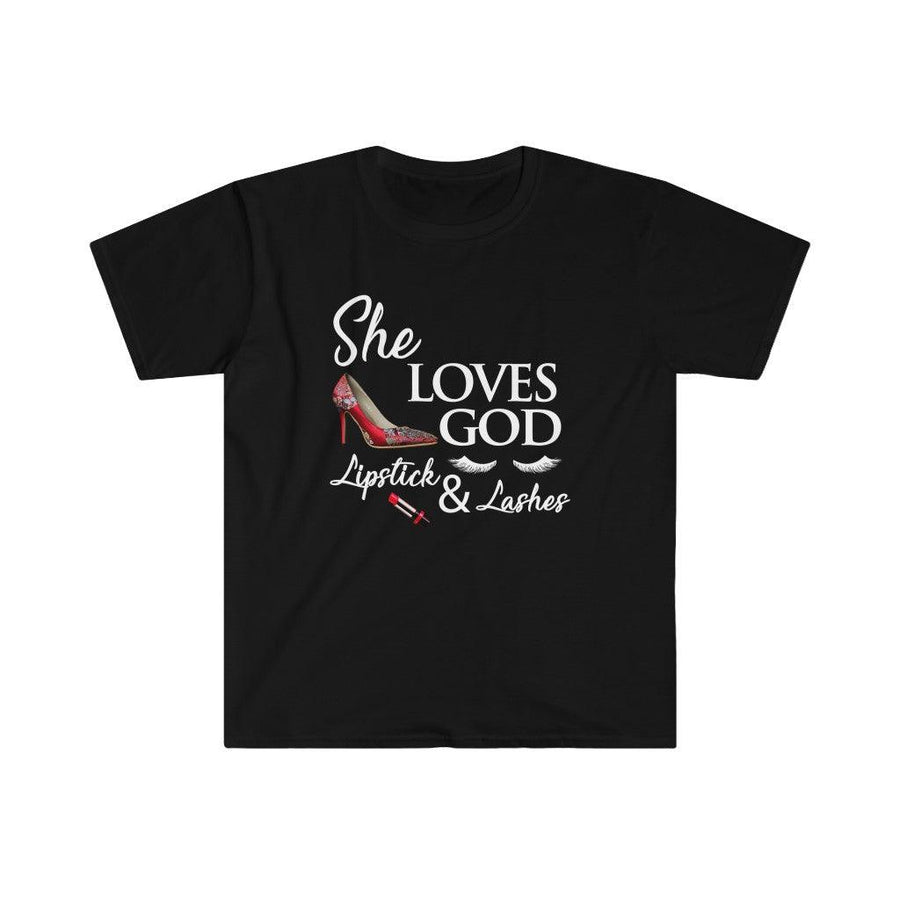 Plus Minus Co She Loves God Lipstick & Lashes T-Shirts