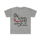 Plus Minus Co She Loves God Lipstick & Lashes T-Shirts, view 2