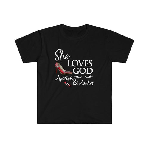 Plus Minus Co She Loves God Lipstick & Lashes T-Shirts