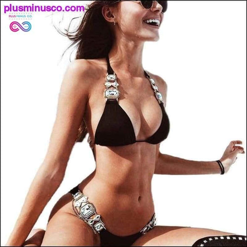 Plus Minus Co Shiny Diamond Swimsuit Crystal Bikini Women Brazilian