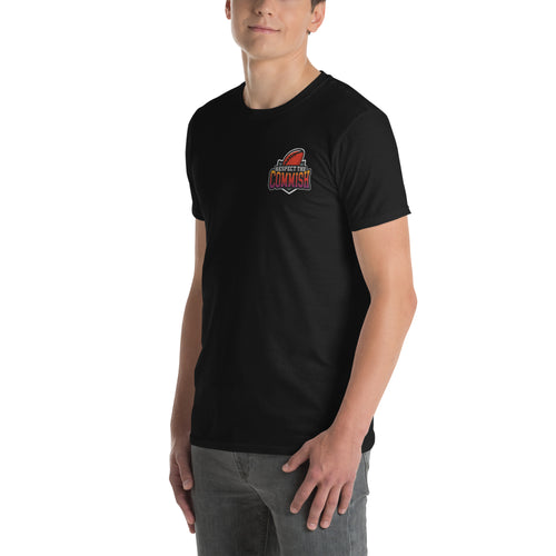 Plus Minus Co Respect The Commish – Fantasy Football Draft Tee for the Ultimate League Boss Short-Sleeve Unisex T-Shirt