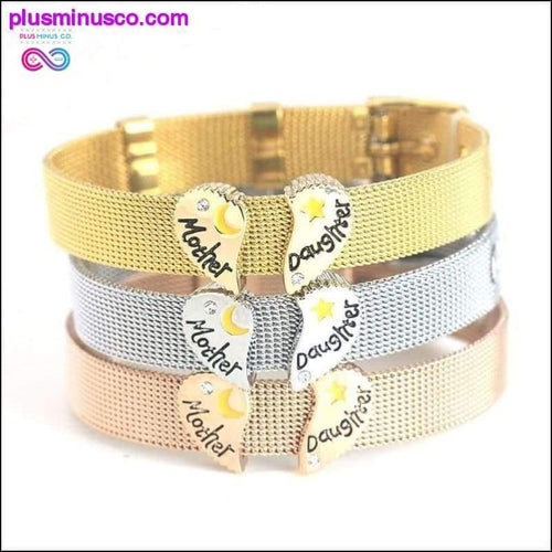 Plus Minus Co Silver & Gold LOVERS SET Mesh Bracelet Stainless Steel
