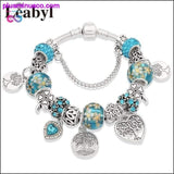 Plus Minus Co Silver Tree of Life Fashion Bead Bracelet Green Leaf Floral, view 2