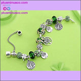 Plus Minus Co Silver Tree of Life Fashion Bead Bracelet Green Leaf Floral, view 3