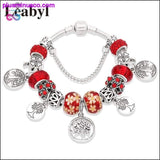 Plus Minus Co Silver Tree of Life Fashion Bead Bracelet Green Leaf Floral, view 5