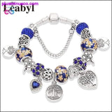 Plus Minus Co Silver Tree of Life Fashion Bead Bracelet Green Leaf Floral, view 6