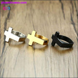Plus Minus Co Simple Cross Rings for Men Boy Crucifix Gold Black Silver, view 6