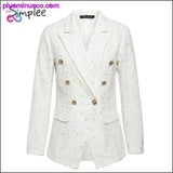 Plus Minus Co Simplee Chic white plaid women blazer Autumn double breasted, view 2