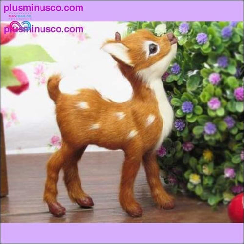 Plus Minus Co simualtion deer toy model about 14x11cm plastic& real furs