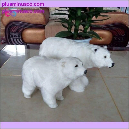 Plus Minus Co Simulation Animal Model Polar Bear Toy Polyethylene and Furs, Synthetic Furry Animal Decoration polar bear