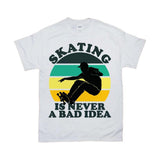 Plus Minus Co Skating Is Never A Bad Idea | Male Skateboard | Retro Sunset T-Shirts, view 2