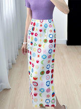 Plus Minus Co Skirt Spring Summer New Senior Niche Printed Fresh Pleated Hundred with Thin Party Prom Women's Half-body Skirt, view 2