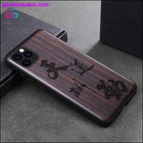 Plus Minus Co Skull Black Ebony Wood Phone Case for iPhone 11 Flower, view 3