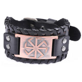 Plus Minus Co Slavic Wheel Kolovrat Talisman Charm Bracelets Leather Wrap, view 2