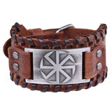 Plus Minus Co Slavic Wheel Kolovrat Talisman Charm Bracelets Leather Wrap, view 3