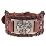 Plus Minus Co Slavic Wheel Kolovrat Talisman Charm Bracelets Leather Wrap, view 5