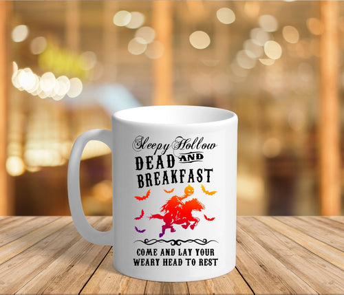 Plus Minus Co Sleepy Hollow Dead And Breakfast Mugs || Pumpkin Patch Halloween Mug || Headless Horseman Sleepy Hollow