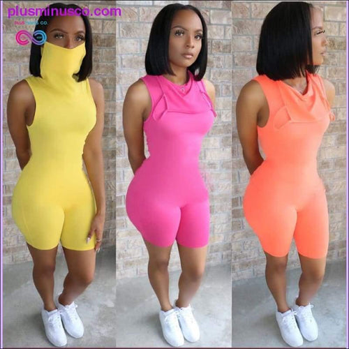 Plus Minus Co sleeveless sexy bodycon playsuit with mask summer women