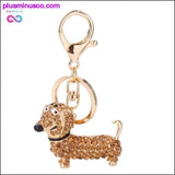 Plus Minus Co Small Lovely Cute Rhinestone Dachshund Dog Design Keychain, view 3