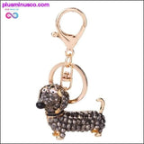 Plus Minus Co Small Lovely Cute Rhinestone Dachshund Dog Design Keychain, view 4