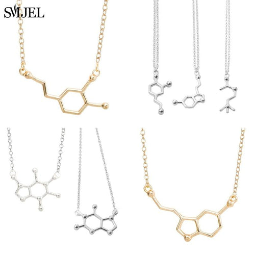 Plus Minus Co Dopamine Molecule Necklaces Chemical Formula Necklace Fashion Women Serotonin Structure Formula Pendant Graduation Gifts