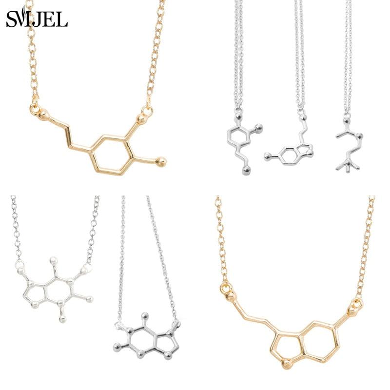 Plus Minus Co Dopamine Molecule Necklaces Chemical Formula Necklace Fashion Women Serotonin Structure Formula Pendant Graduation Gifts